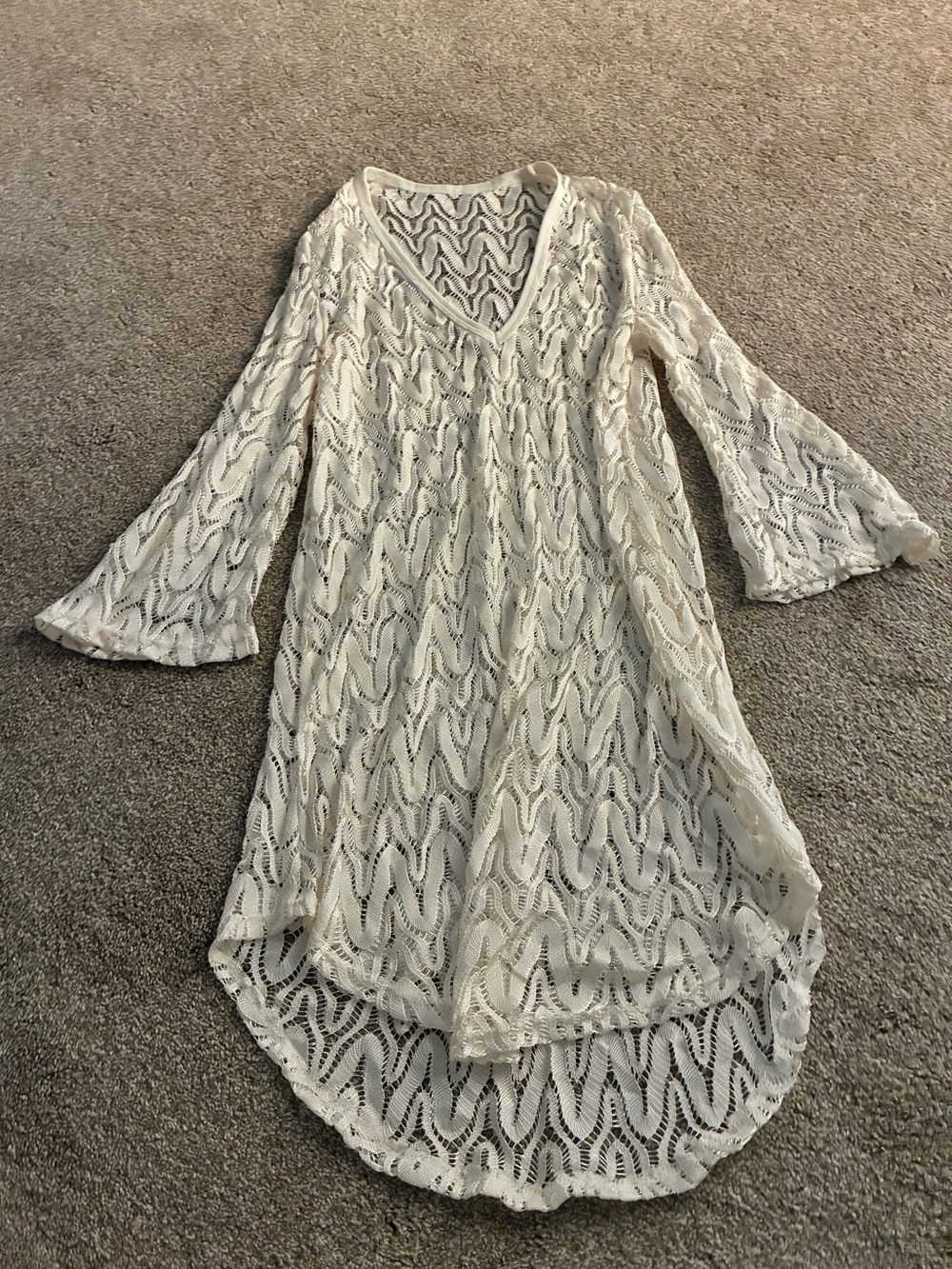 Open Knit V-Neck Swimsuit Cover Up